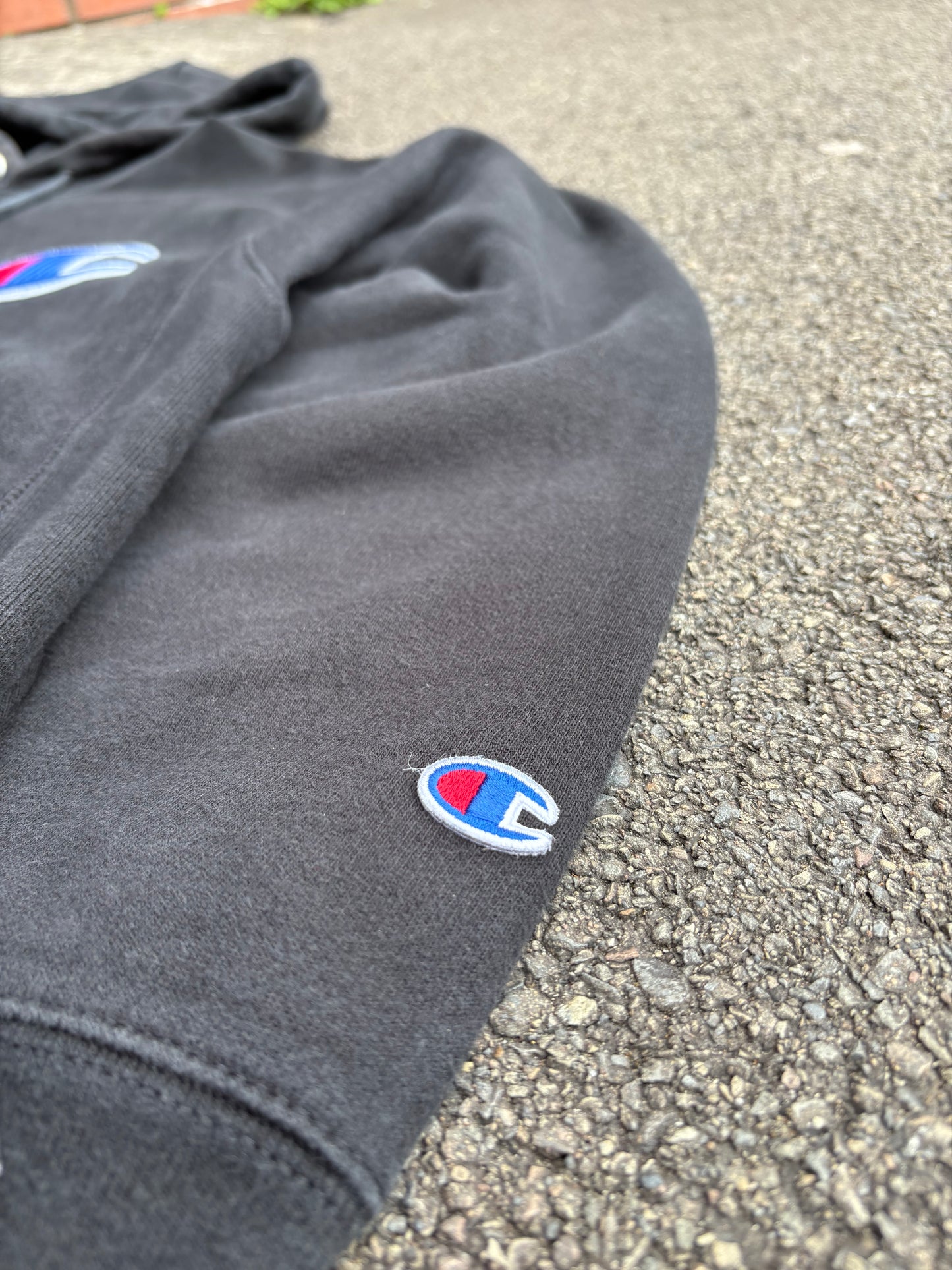 Vintage Black Champion Hoodie