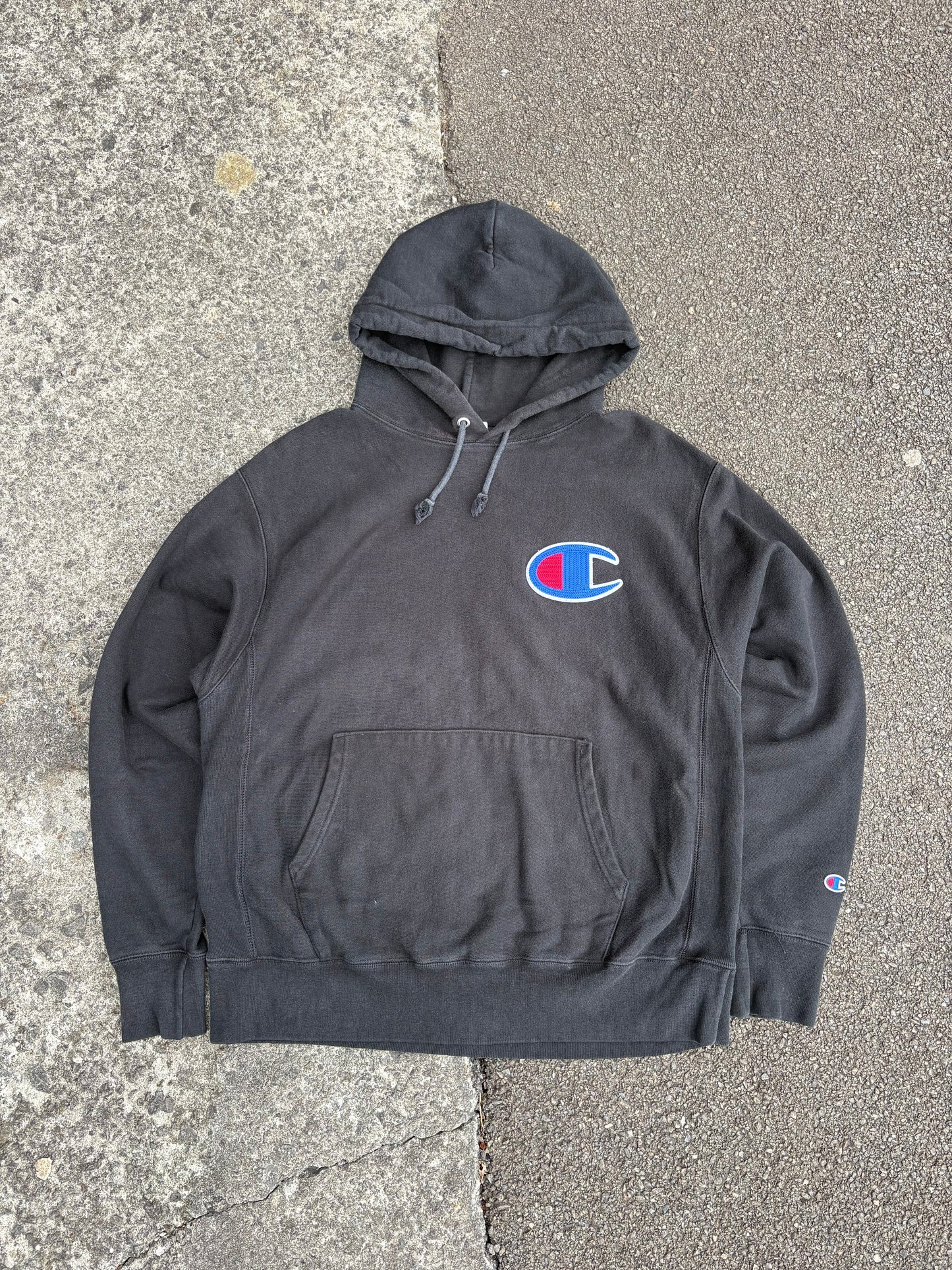 Vintage Black Champion Hoodie