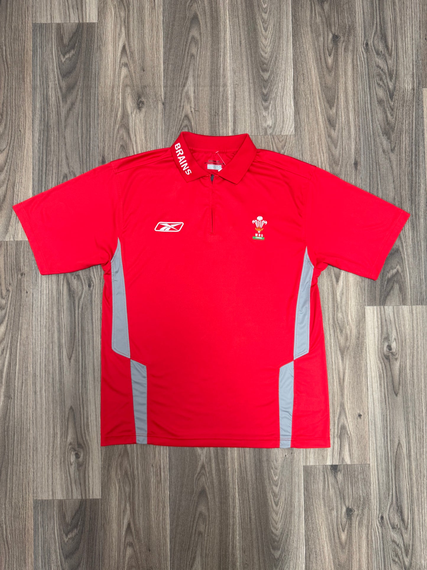 Wales WRU Red Reebok Polo Zip Shirt
