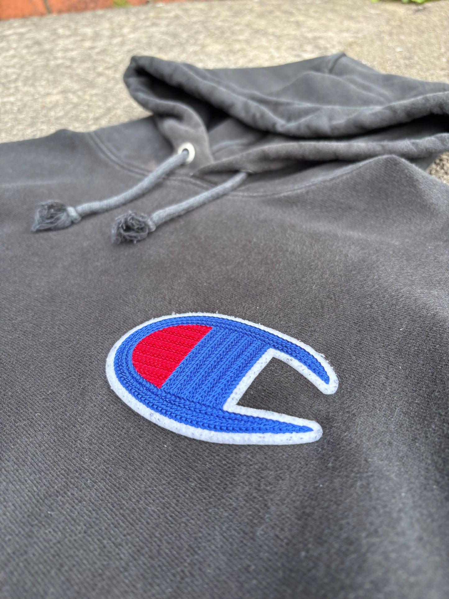 Vintage Black Champion Hoodie