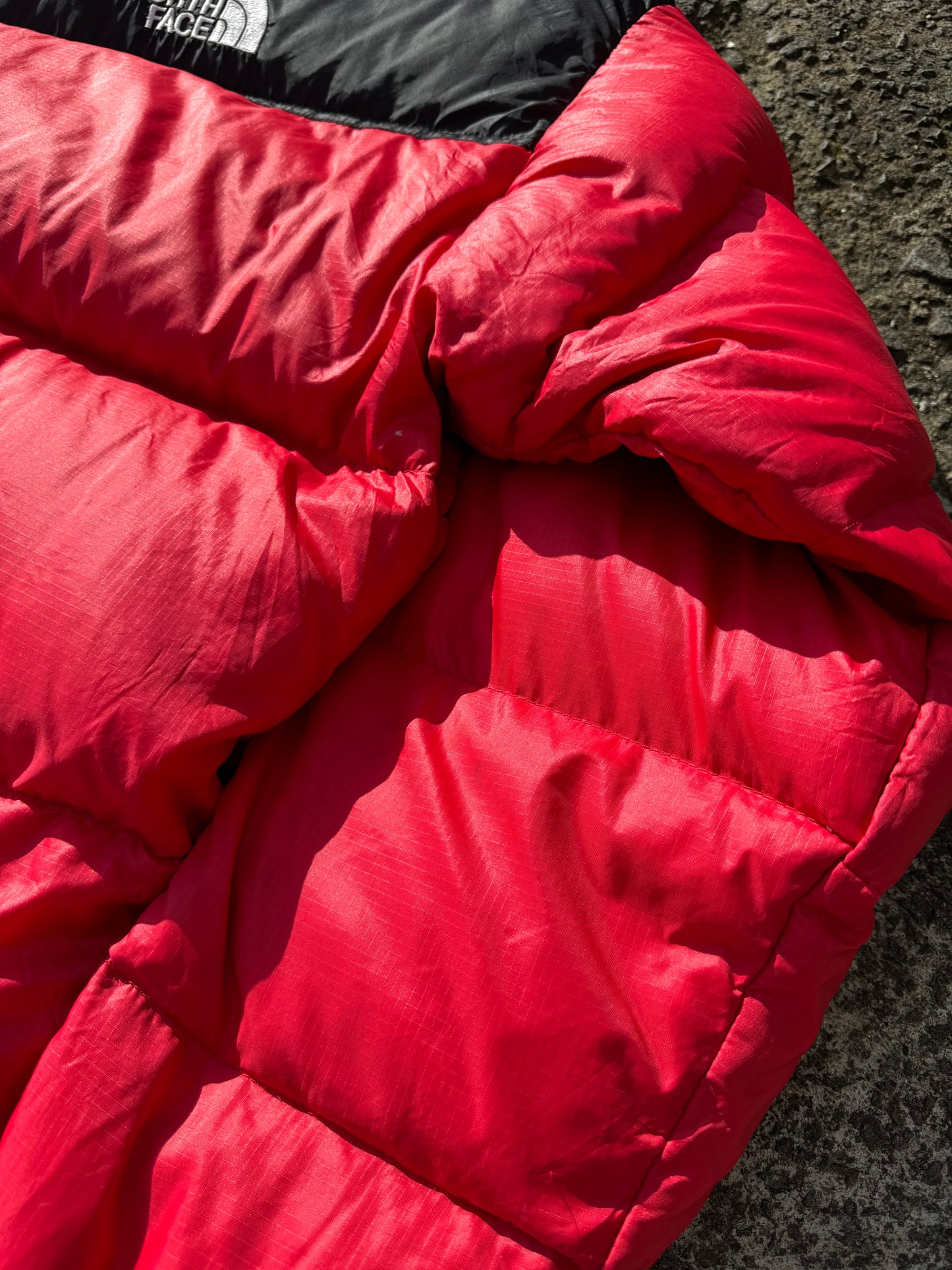 Red North Face Nuptse Puffer Coat