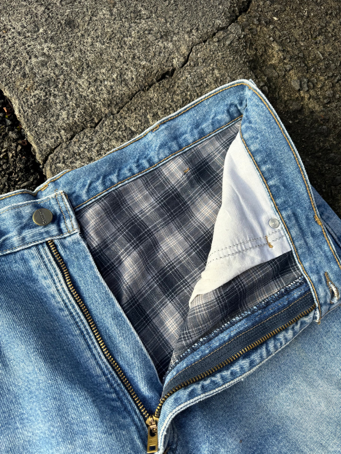 Vintage Carhartt Blue Check Lined Jeans