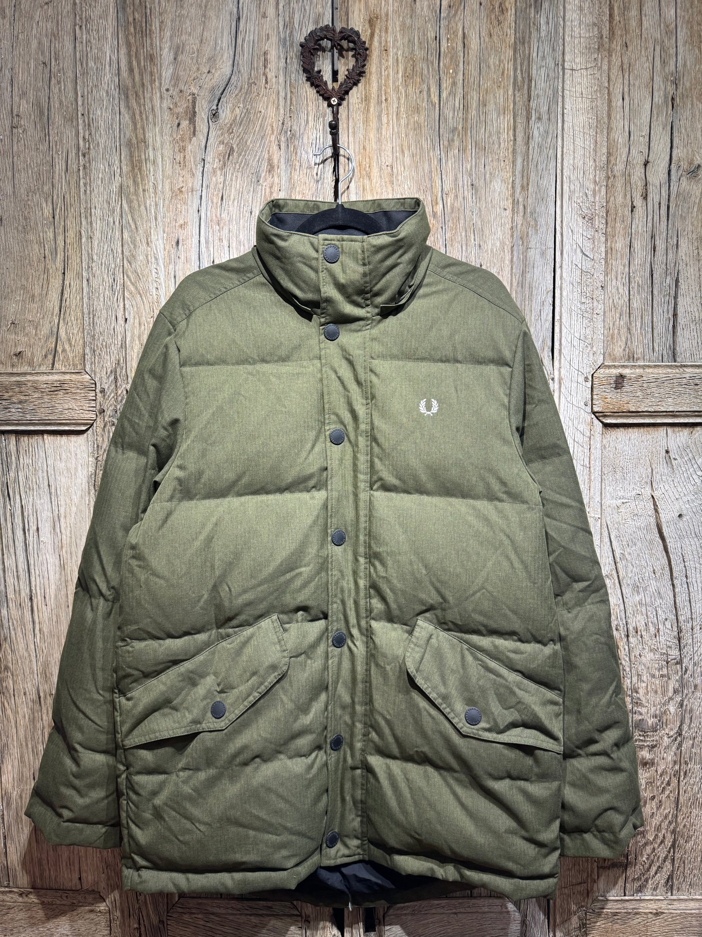 Olive Green Fred Perry Puffer Coat