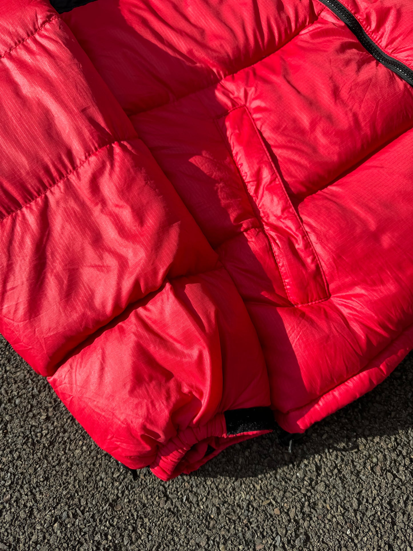 Red North Face Nuptse Puffer Coat