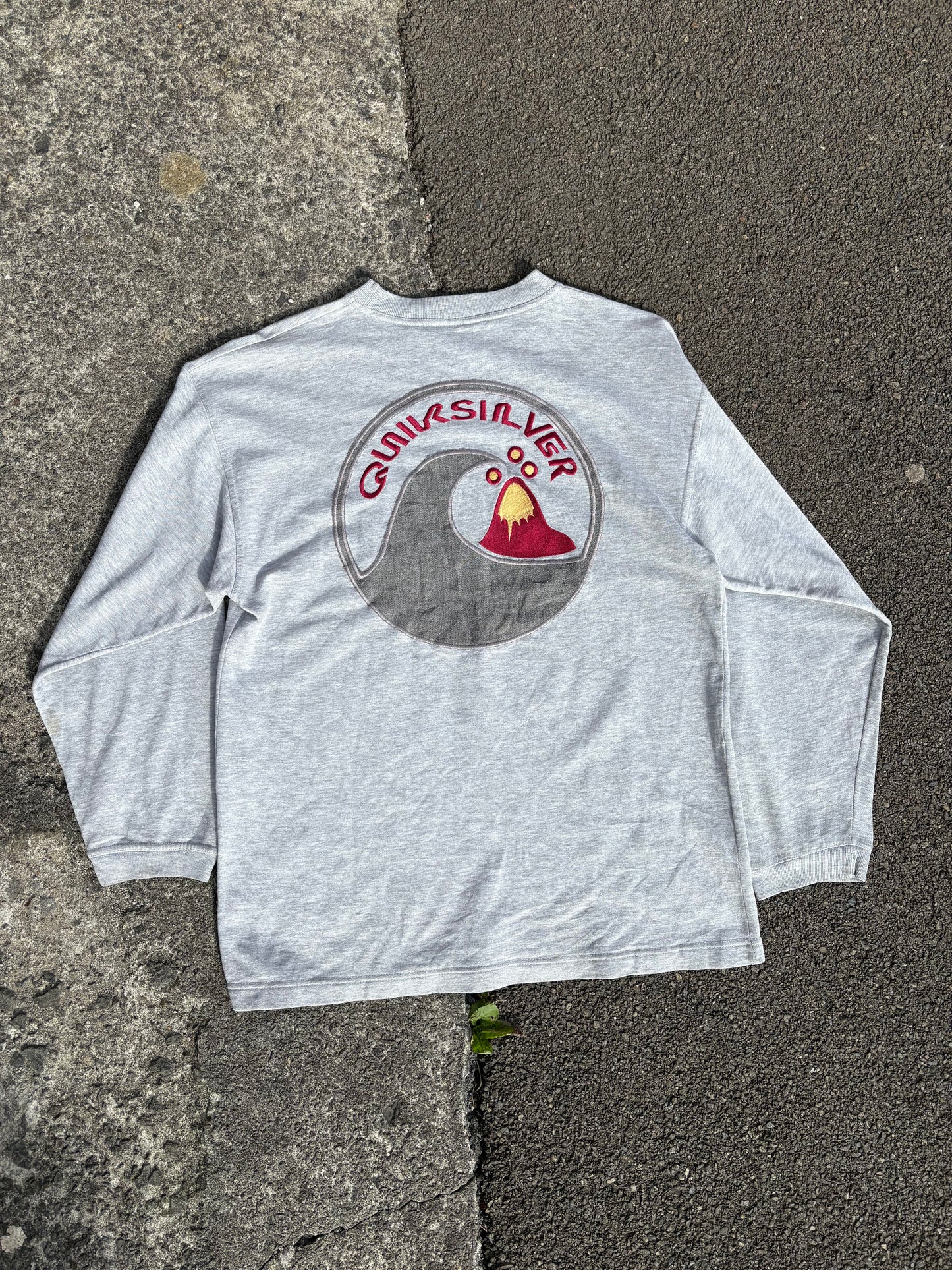 Grey Quiksilver Embroidered Sweatshirt