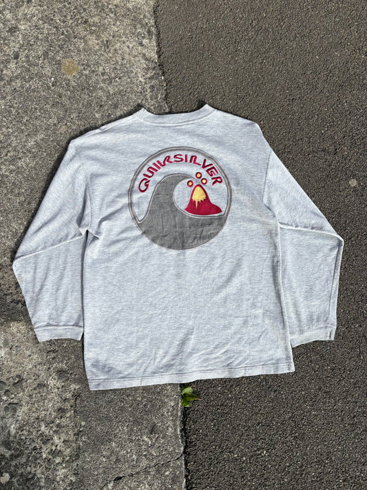 Grey Quiksilver Embroidered Sweatshirt