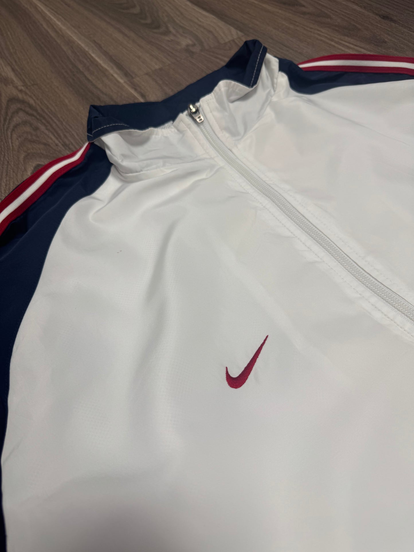 White and Navy Nike Track Jacket
