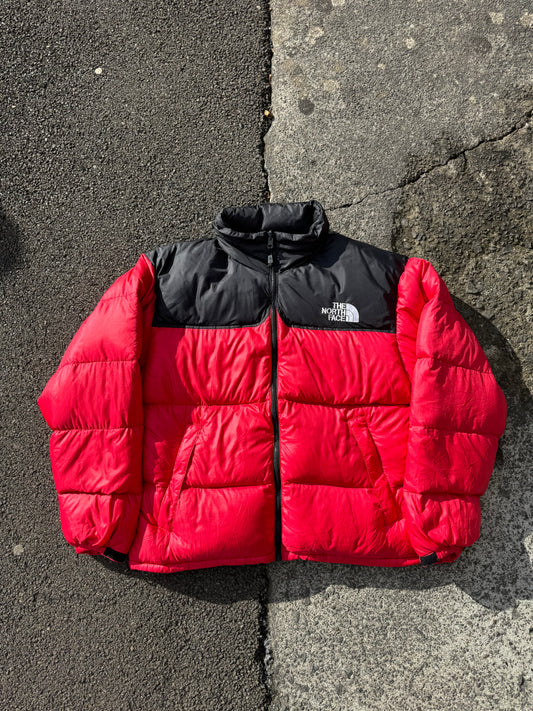 Red North Face Nuptse Puffer Coat