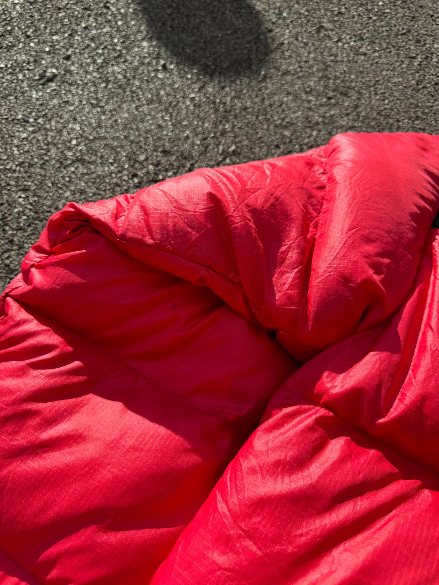 Red North Face Nuptse Puffer Coat