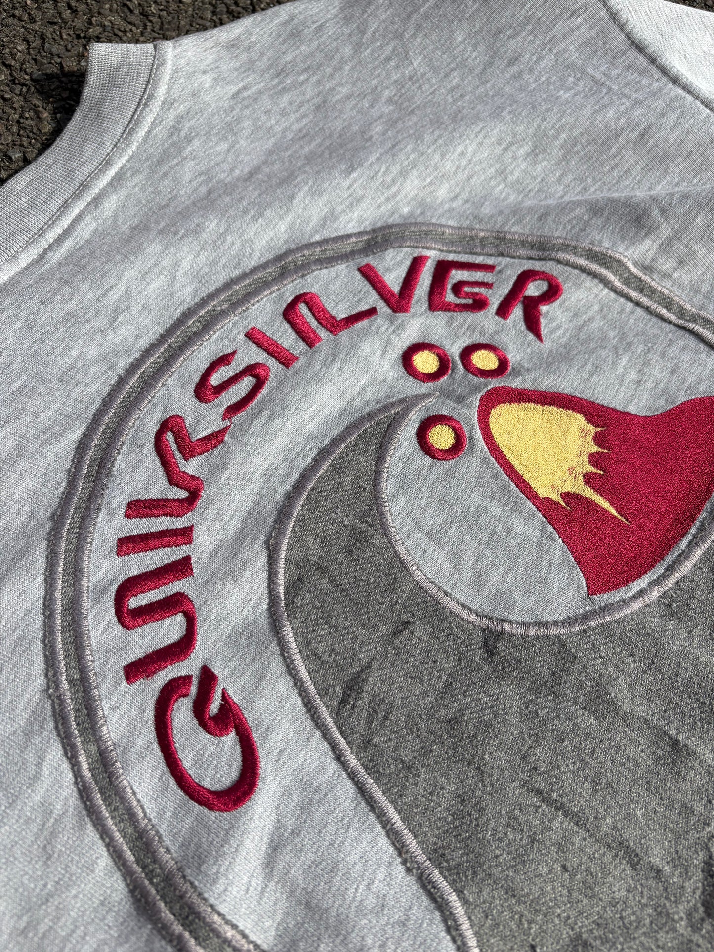 Grey Quiksilver Embroidered Sweatshirt