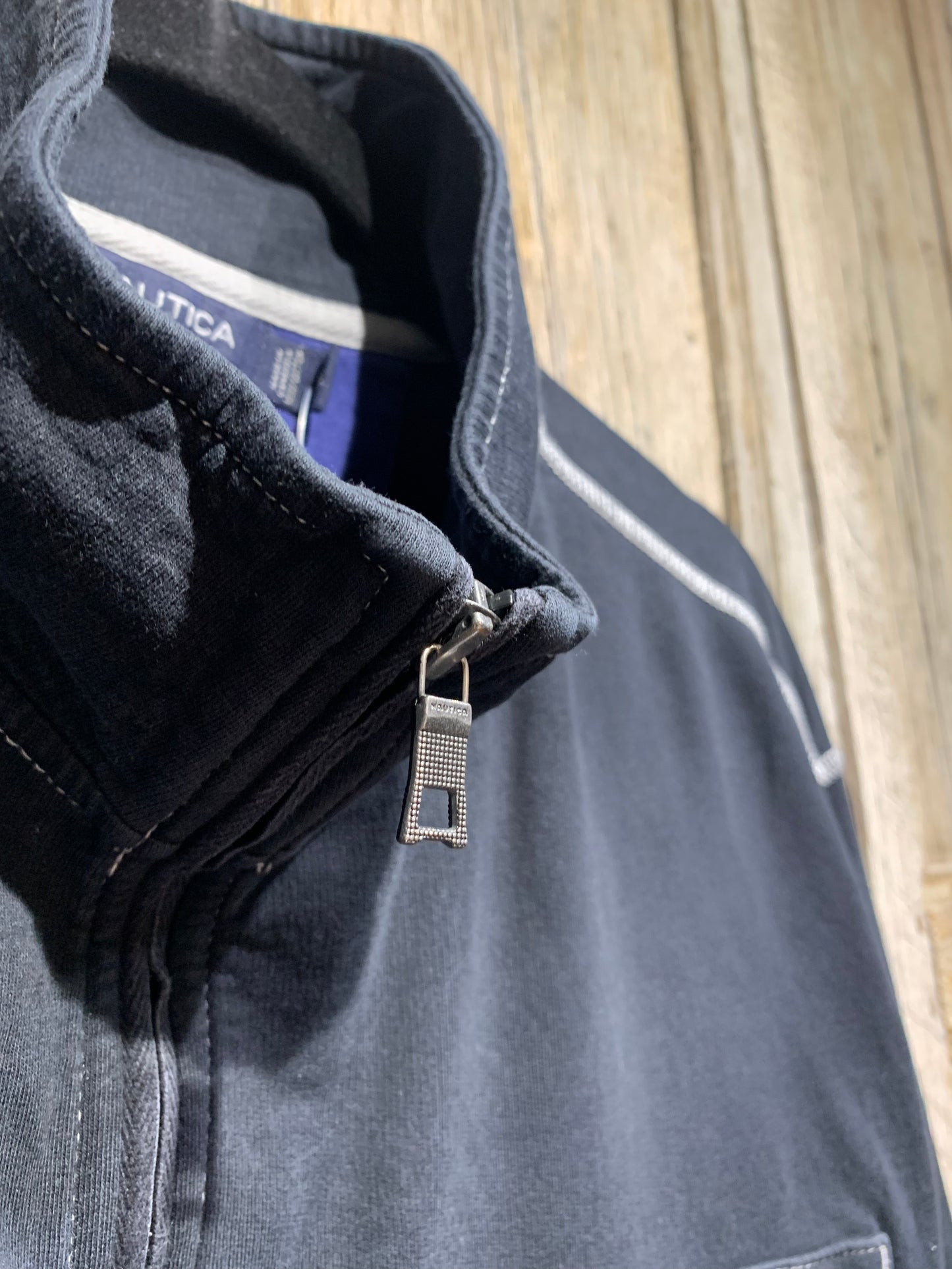 Black Nautica Contrast Stitch 1/4 Zip Jumper