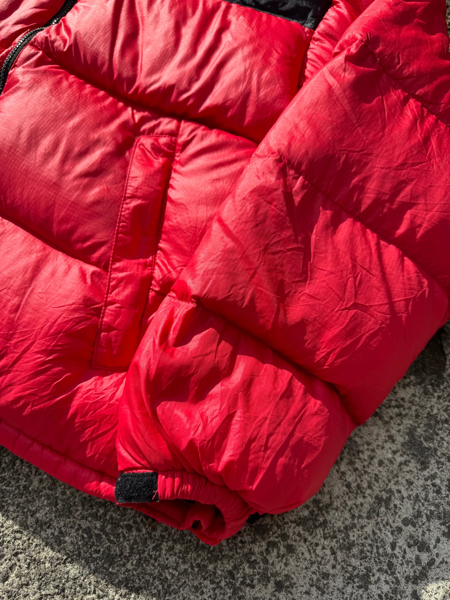Red North Face Nuptse Puffer Coat