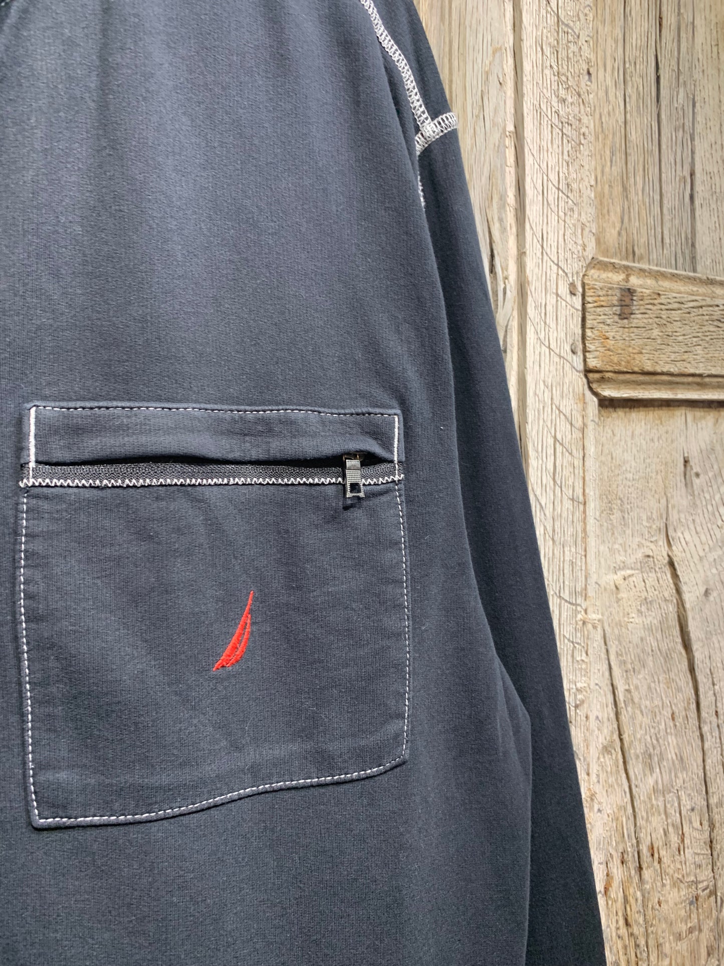 Black Nautica Contrast Stitch 1/4 Zip Jumper