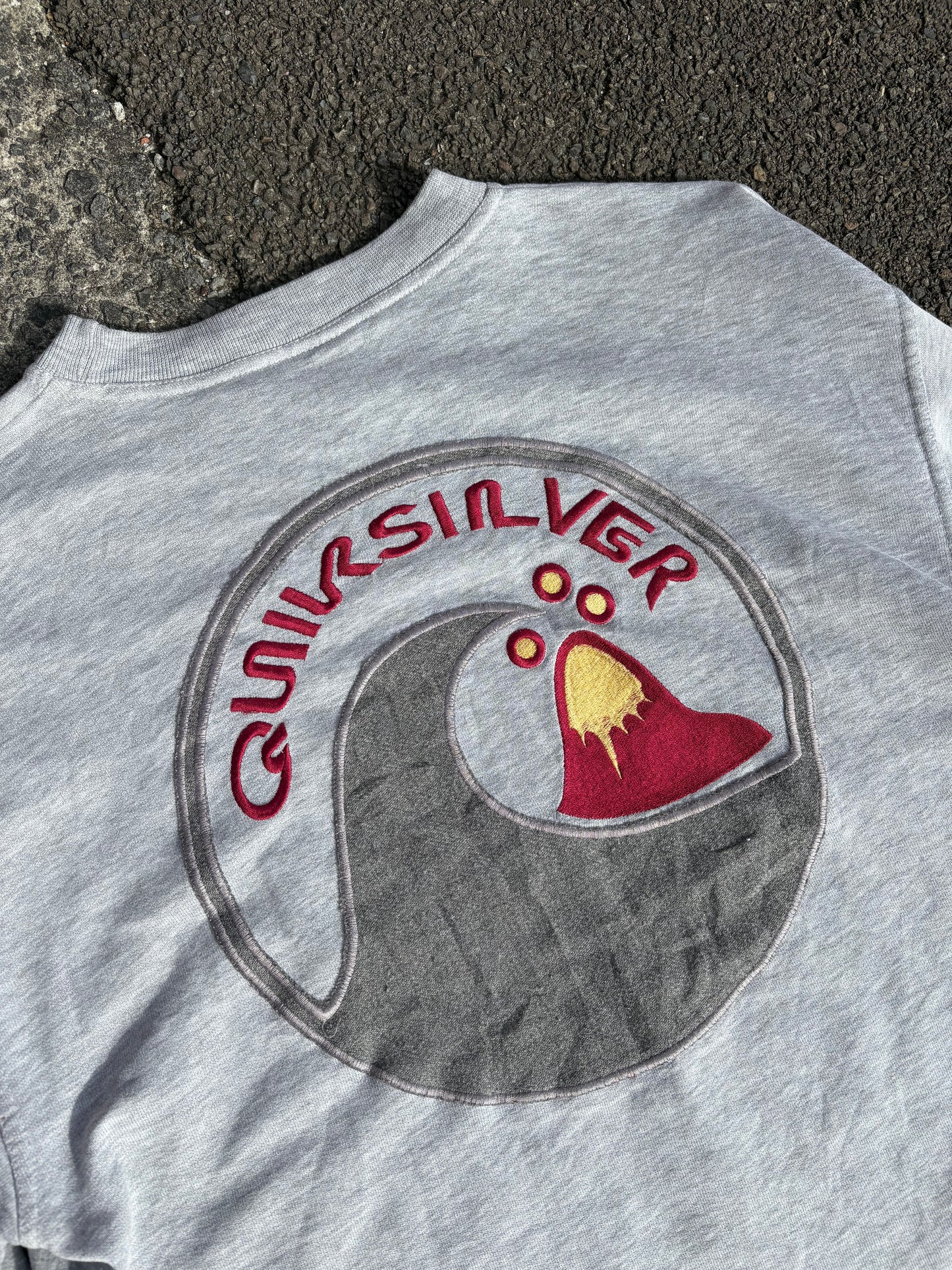 Grey Quiksilver Embroidered Sweatshirt