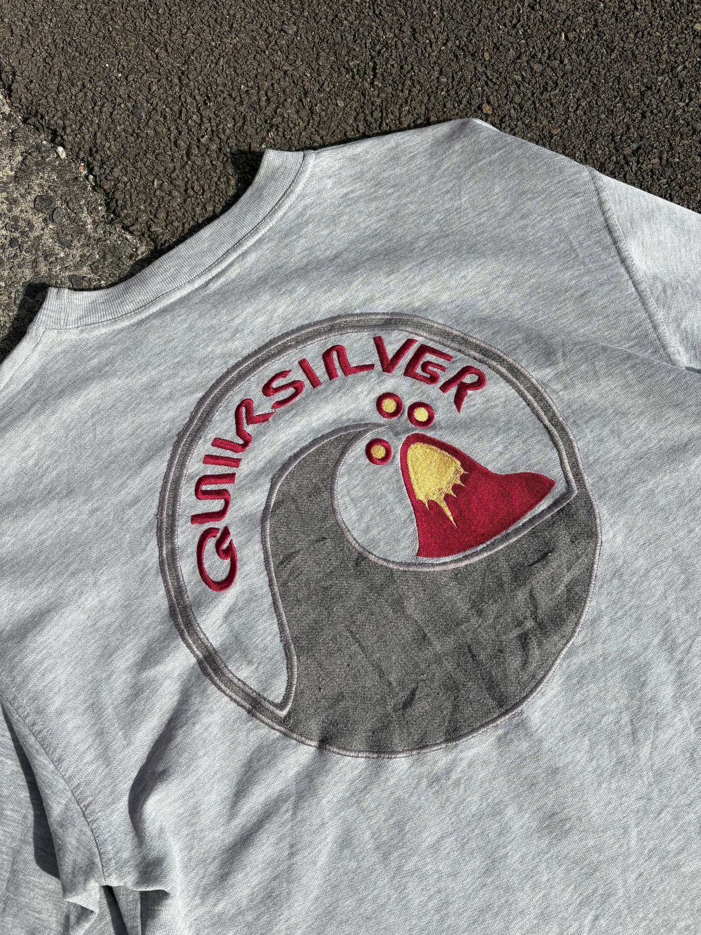 Grey Quiksilver Embroidered Sweatshirt