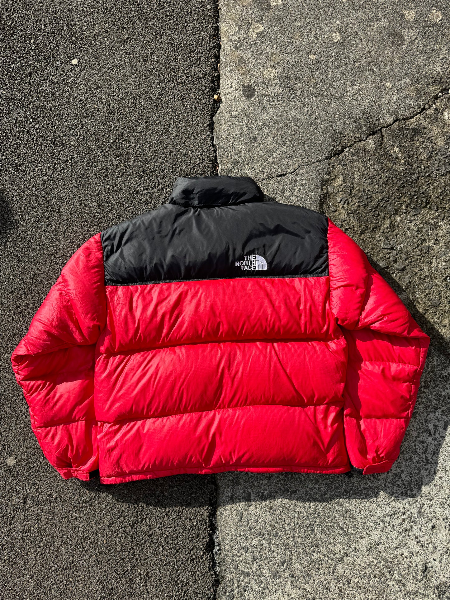 Red North Face Nuptse Puffer Coat